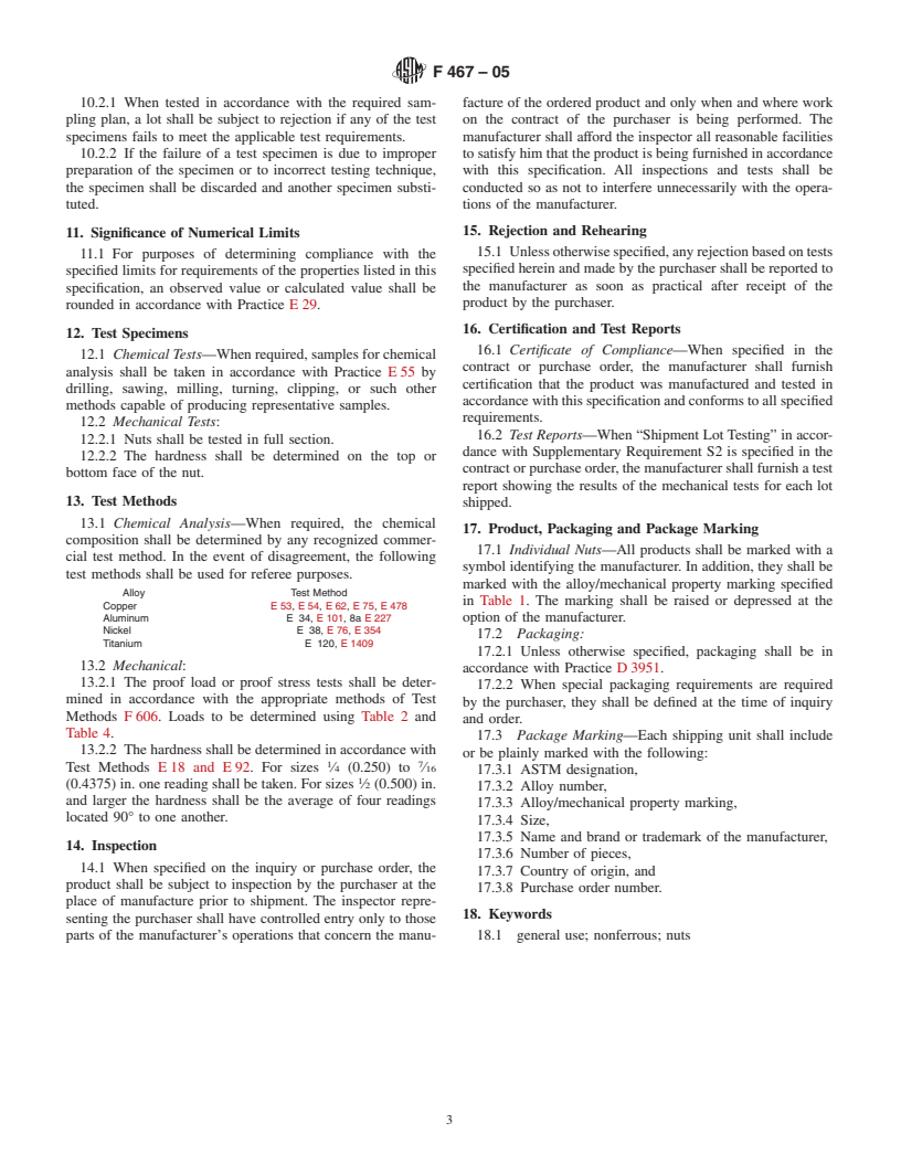 ASTM F467-05 - Standard Specification for Nonferrous Nuts for General Use