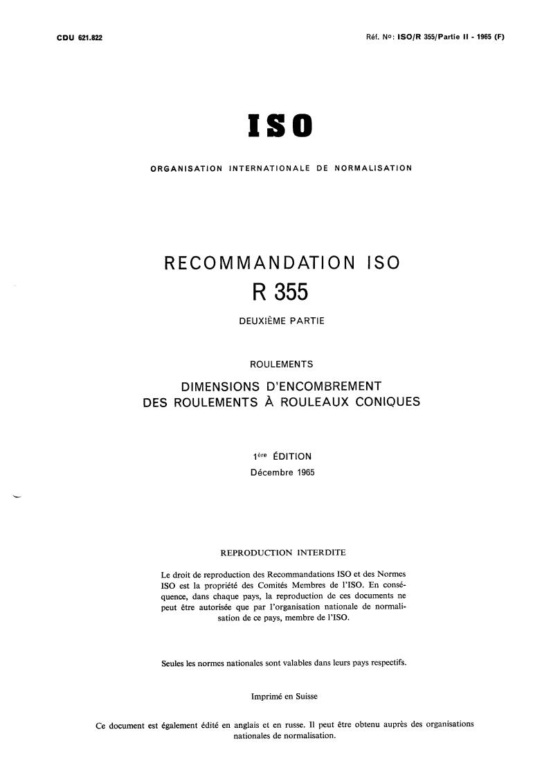 ISO/R 355-2:1965 - Withdrawal of ISO/R 355/2-1965
Released:12/1/1965