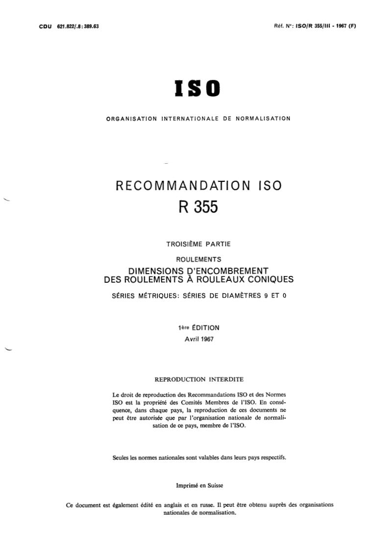 ISO/R 355-3:1967 - Withdrawal of ISO/R 355/3-1967
Released:12/1/1967