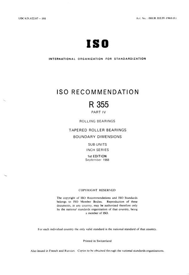 ISO/R 355-4:1968 - Withdrawal of ISO/R 355/4-1968