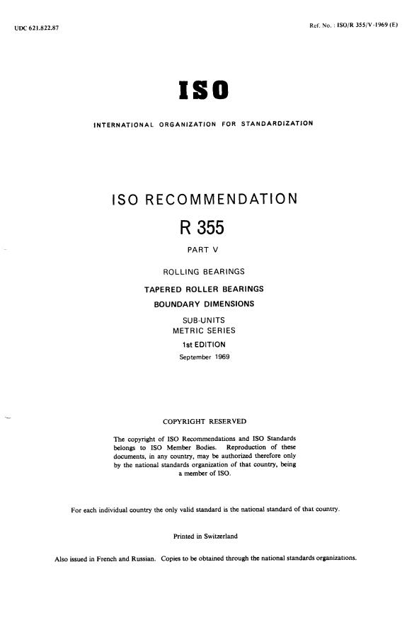 ISO/R 355-5:1970 - Withdrawal of ISO/R 355/5-1969