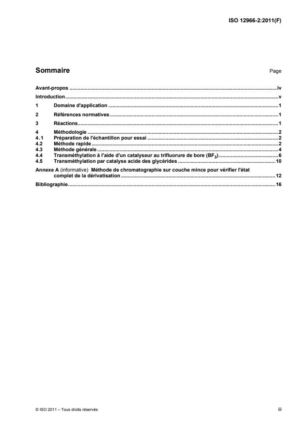 ISO 12966-2:2011 - Corps gras d'origines animale et végétale -- Chromatographie en phase gazeuse des esters méthyliques d'acides gras