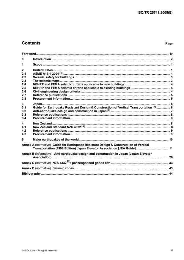 ISO/TR 25741:2008 - Lifts and escalators subject to seismic conditions -- Compilation report