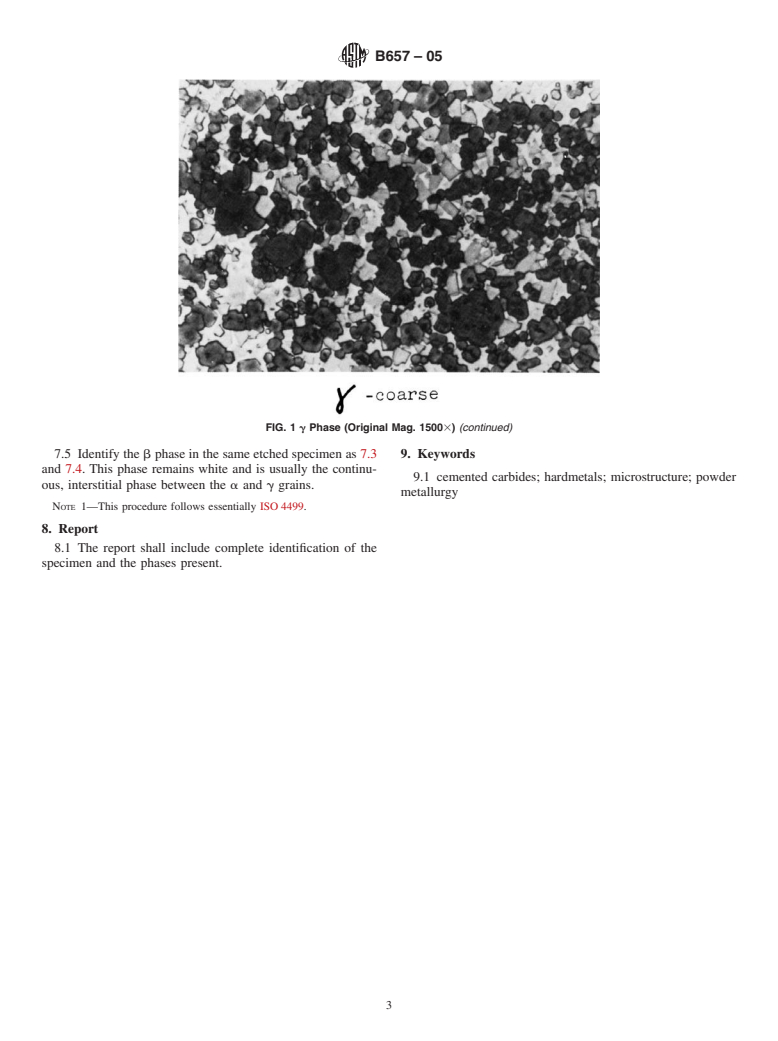 ASTM B657-05 - Guide for Metallographic Identification of Microstructure in Cemented Carbides