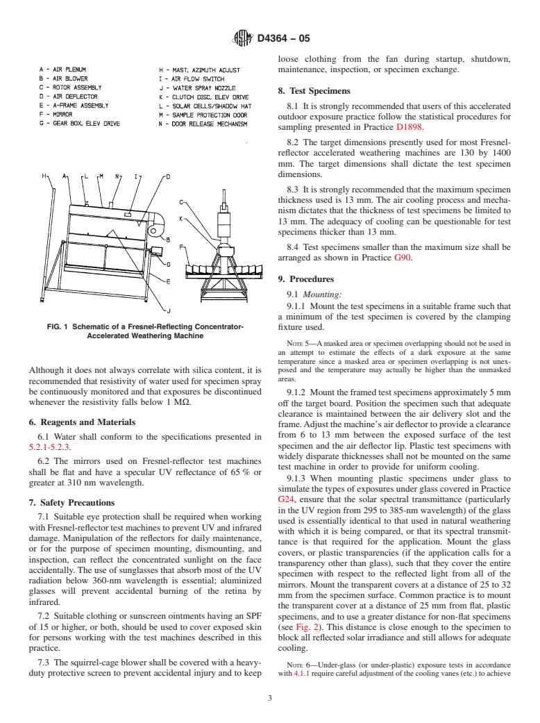 ASTM D4364-05 - Standard Practice for Performing Outdoor Accelerated Weathering Tests of Plastics Using Concentrated Sunlight