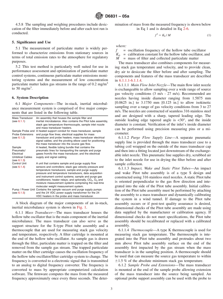 ASTM D6831-05a - Standard Test Method for Sampling and Determining Particulate Matter in Stack Gases Using an In-Stack, Inertial Microbalance