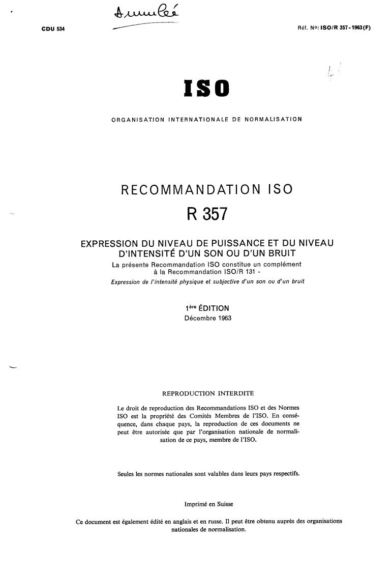 ISO/R 357:1963 - Withdrawal of ISO/R 357-1963
Released:12/1/1963