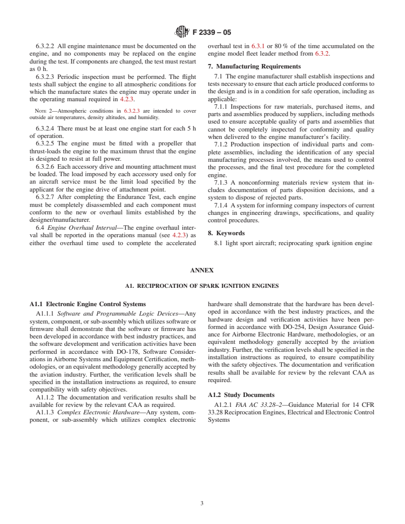 ASTM F2339-05 - Standard Practice for Design and Manufacture of Reciprocating Spark Ignition Engines for Light Sport Aircraft