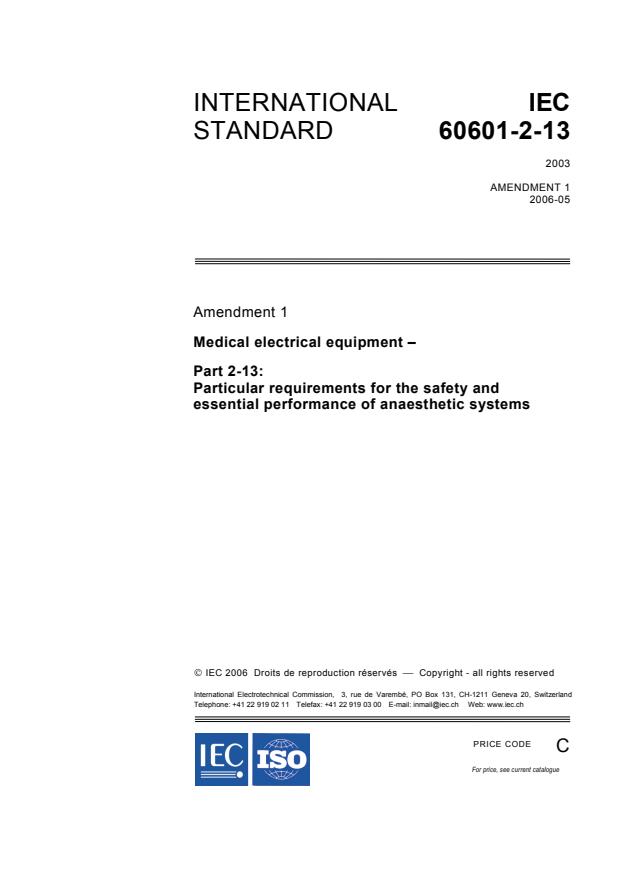IEC 60601-2-13:2003/Amd 1:2006