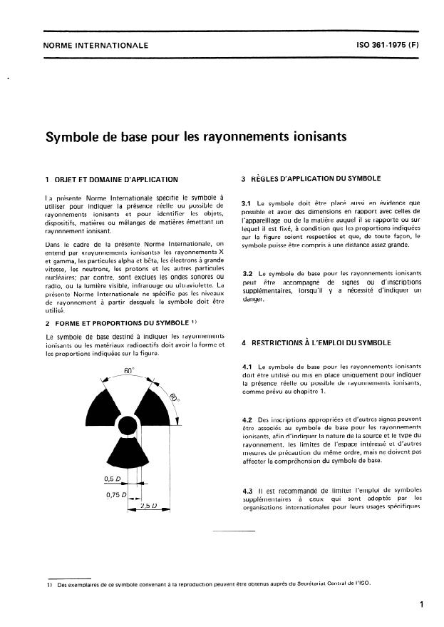 ISO 361:1975 - Symbole de base pour les rayonnements ionisants