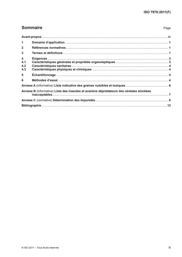 ISO 7970:2011 - Blé tendre (Triticum aestivum L.) -- Spécifications