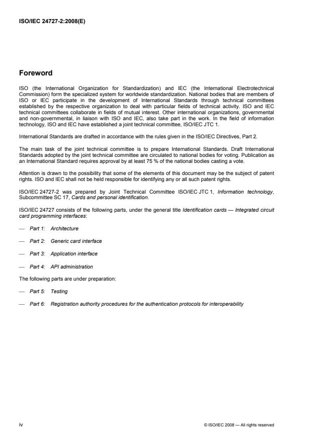 ISO/IEC 24727-2:2008 ISO/IEC 24727-2:2008 - Identification cards -- Integrated circuit card programming interfaces - Page 4 preview