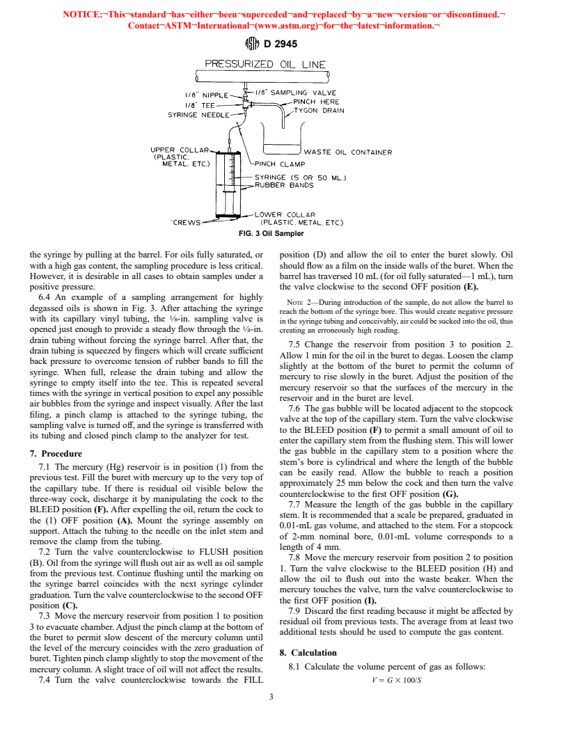 ASTM D2945-90(1998) - Standard Test Method for Gas Content of Insulating Oils