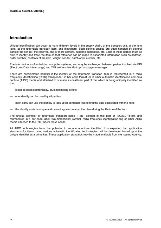 ISO/IEC 15459-5:2007 ISO/IEC 15459-5:2007 - Information technology -- Unique identifiers - Page 4 preview