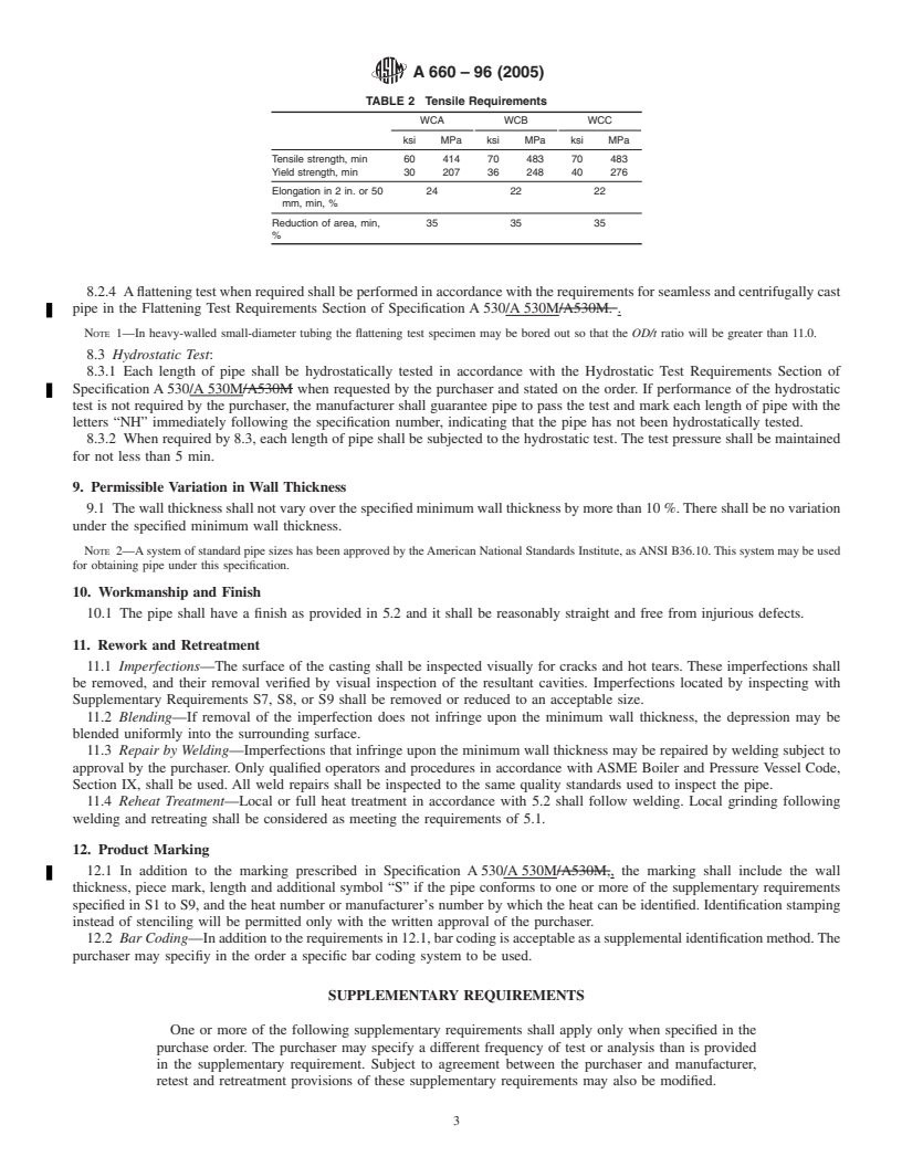 REDLINE ASTM A660-96(2005) - Standard Specification for Centrifugally Cast Carbon Steel Pipe for High-Temperature Service