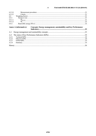 kSIST prES 205 200-2-1 V1.2.0:2014 ETSI ES 205 200-2-1 V1.2.0 (2014-01) - Access, Terminals, Transmission and Multiplexing (ATTM); Energy management; Global KPIs; Operational infrastructures; Part 2: Specific requirements; Sub-part 1: Data centres - Page 4 preview