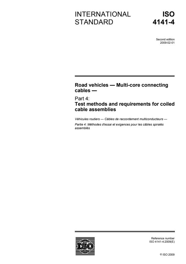 ISO 4141-4:2009 - Road vehicles -- Multi-core connecting cables