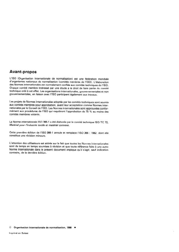ISO 366-1:1988 ISO 366-1:1988 - Matériel pour l'industrie textile -- Peignes - Page 2 preview