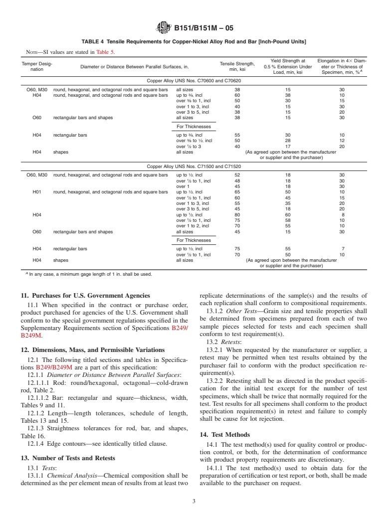 ASTM B151/B151M-05 - Standard Specification for Copper-Nickel-Zinc Alloy (Nickel Silver) and Copper-Nickel Rod and Bar