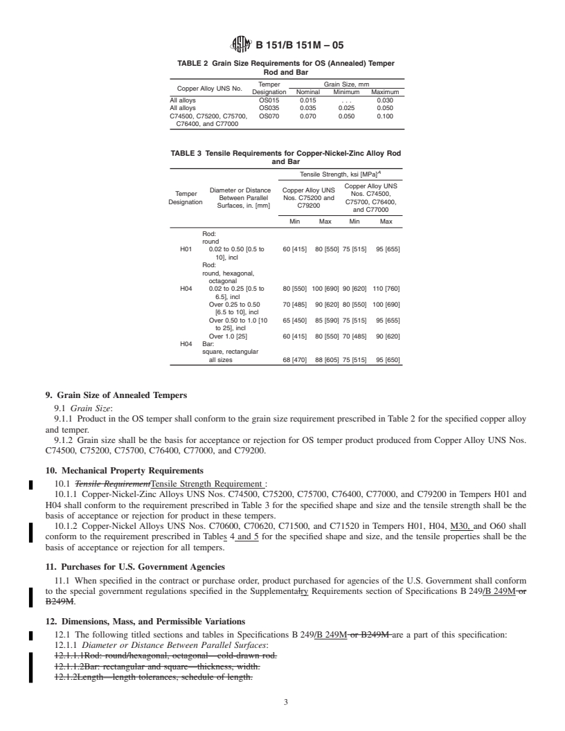 REDLINE ASTM B151/B151M-05 - Standard Specification for Copper-Nickel-Zinc Alloy (Nickel Silver) and Copper-Nickel Rod and Bar