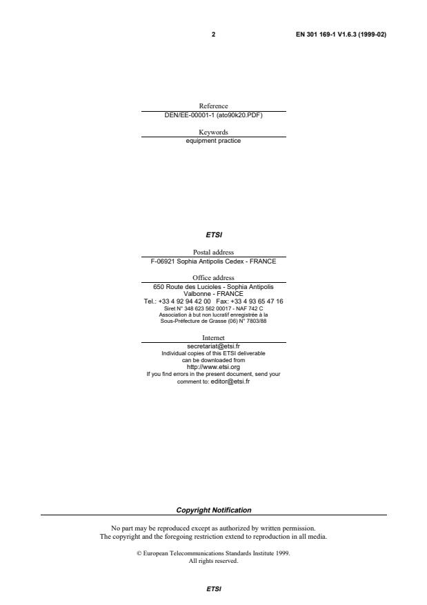 SIST EN 301 169-1 V1.6.3:2006 SIST EN 301 169-1 V1.6.3:2006 - Page 4 preview