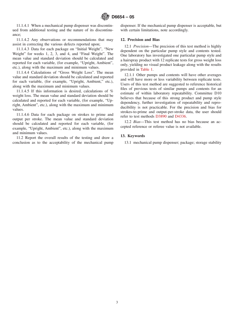 ASTM D6654-05 - Standard Test Method for Basic Storage Stability of a Mechanical Pump Dispenser