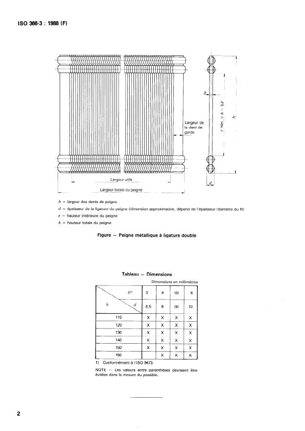 ISO 366-3:1988 ISO 366-3:1988 - Matériel pour l'industrie textile -- Peignes - Page 4 preview