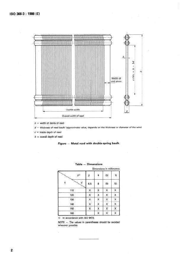 ISO 366-3:1988 ISO 366-3:1988 - Textile machinery and accessories -- Reeds - Page 4 preview