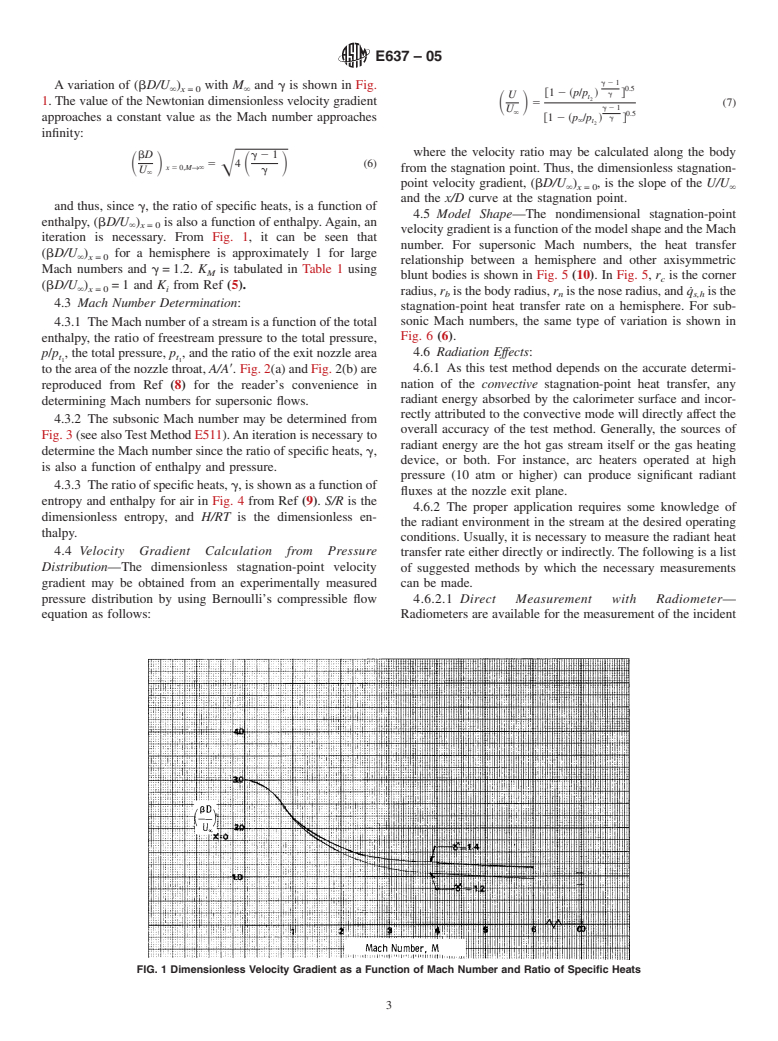 ASTM E637-05 - Standard Test Method for Calculation of Stagnation Enthalpy from Heat Transfer Theory and Experimental Measurements of Stagnation-Point Heat Transfer and Pressure