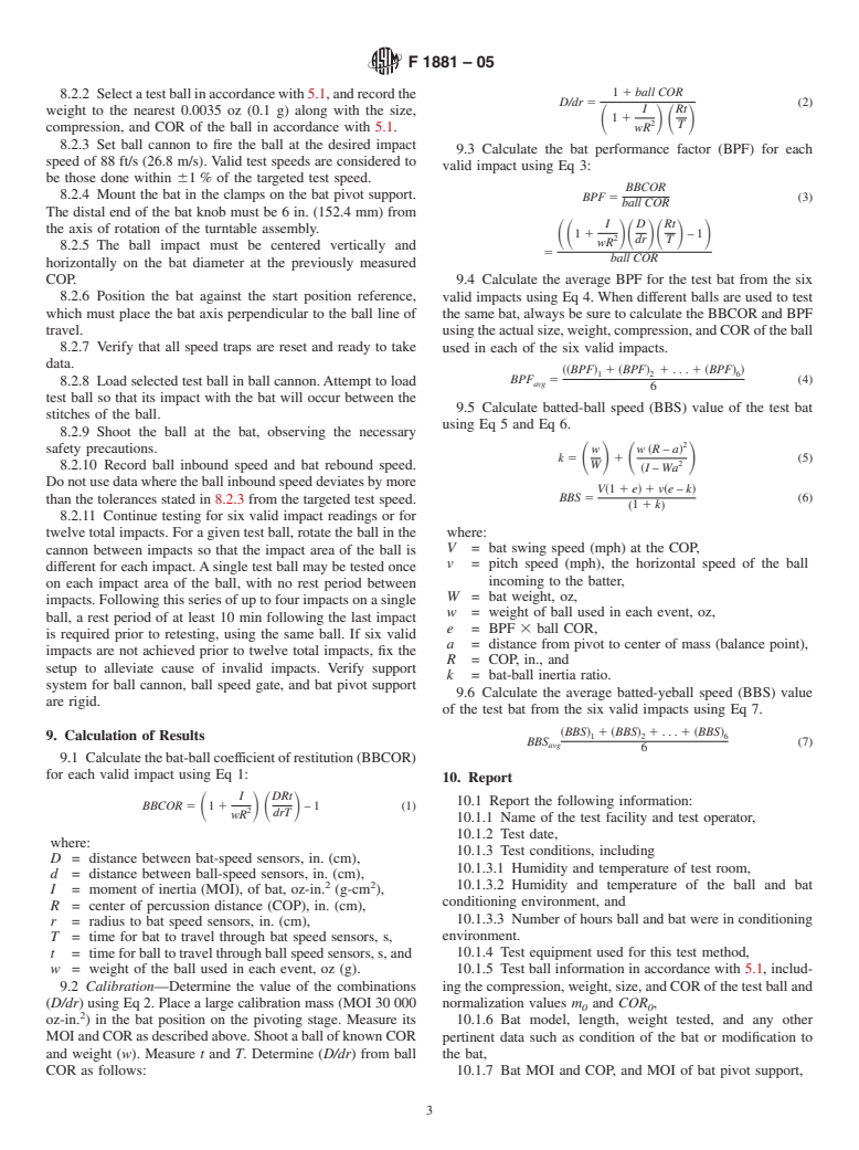 ASTM F1881-05 - Standard Test Method for Measuring Baseball Bat Performance Factor