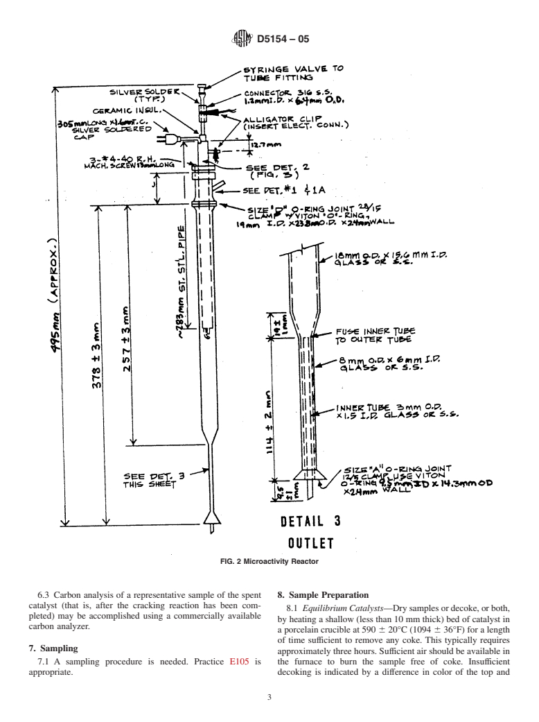 ASTM D5154-05 - Standard Test Method for Determining Activity and Selectivity of Fluid Catalytic Cracking (FCC) Catalysts by Microactivity Test