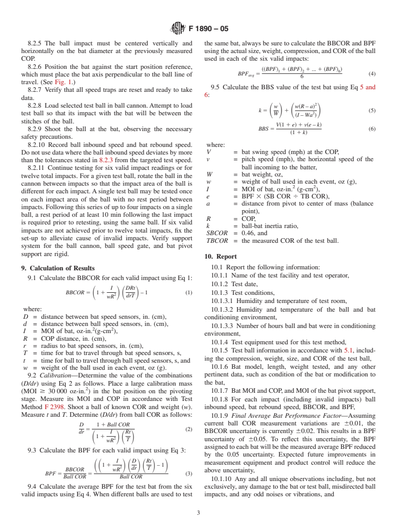 ASTM F1890-05 - Standard Test Method for Measuring Softball Bat Performance Factor