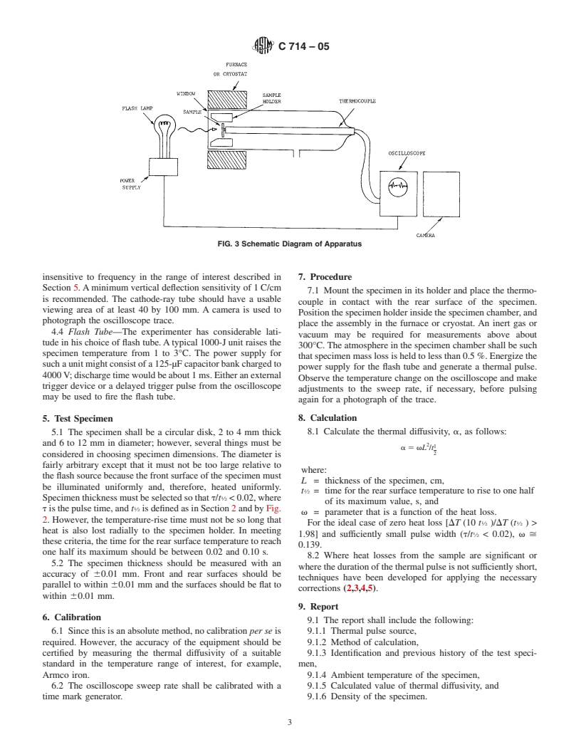 ASTM C714-05 - Standard Test Method for Thermal Diffusivity of Carbon and Graphite by Thermal Pulse Method