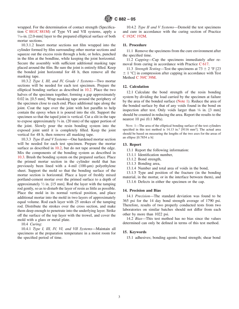 ASTM C882-05 - Standard Test Method for Bond Strength of Epoxy-Resin Systems Used With Concrete By Slant Shear