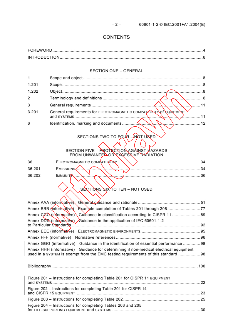 IEC 60601-1-2:2001 IEC 60601-1-2:2001+AMD1:2004 CSV - Medical electrical equipment - Part 1-2: General requirements for safety - Collateral standard: Electromagnetic compatibility - Requirements and tests
Released:11/10/2004
Isbn:2831876958 - Page 4 preview
