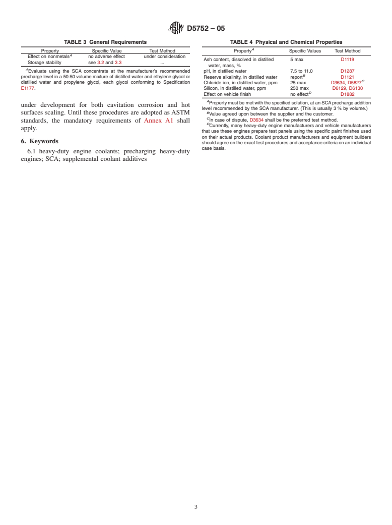 ASTM D5752-05 - Standard Specification for Supplemental Coolant Additives (SCAs) for Use in Precharging Coolants for Heavy-Duty Engines