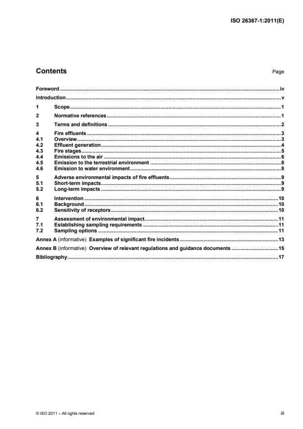 ISO 26367-1:2011 - Guidelines for assessing the adverse environmental impact of fire effluents