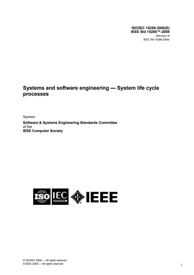 ISO/IEC 15288:2008 - Systems and software engineering -- System life cycle processes