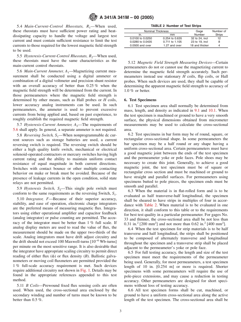 ASTM A341/A341M-00(2005) - Standard Test Method for Direct Current Magnetic Properties of Materials Using D-C Permeameters and the Ballistic Test Methods