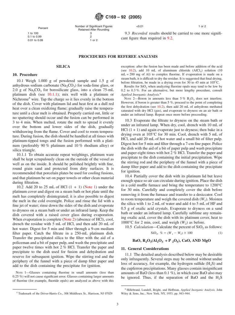 ASTM C169-92(2005) - Standard Test Methods for Chemical Analysis of Soda-Lime and Borosilicate Glass