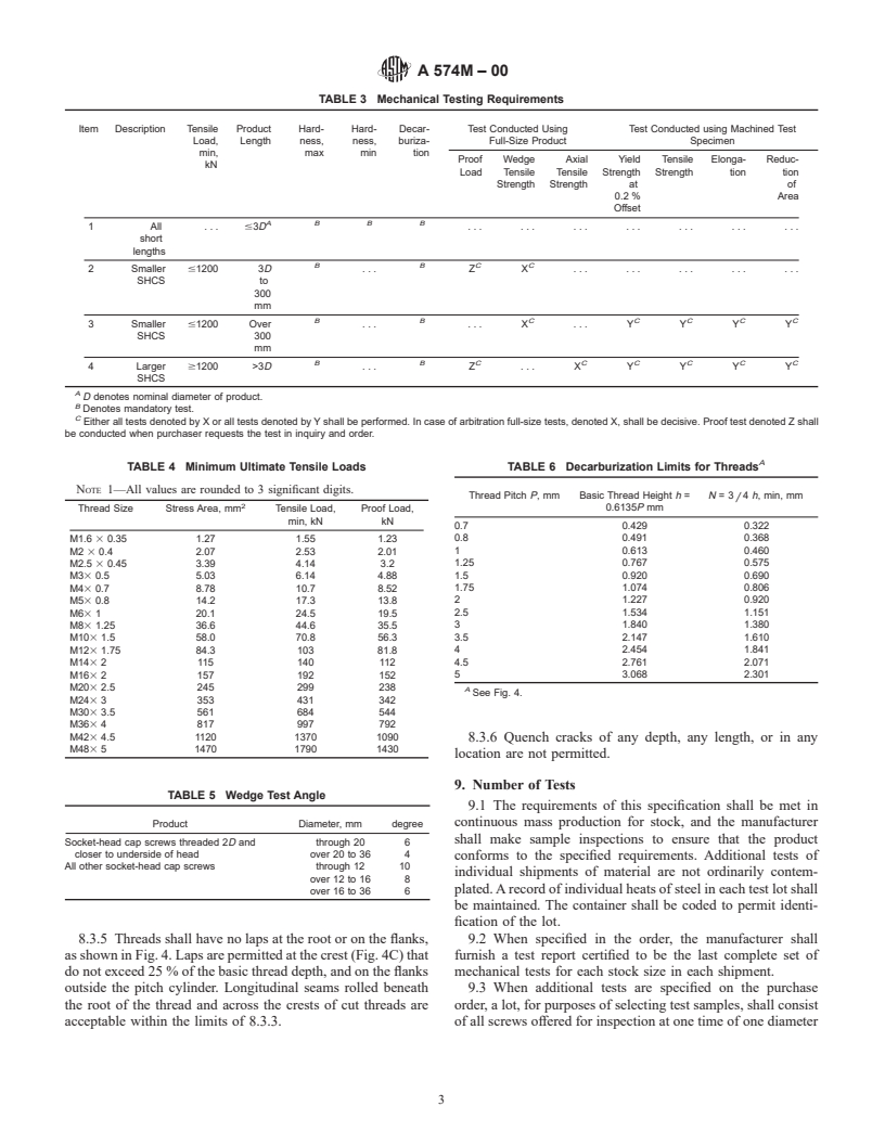 ASTM A574M-00 - Standard Specification for Alloy Steel Socket-Head Cap Screws [Metric]