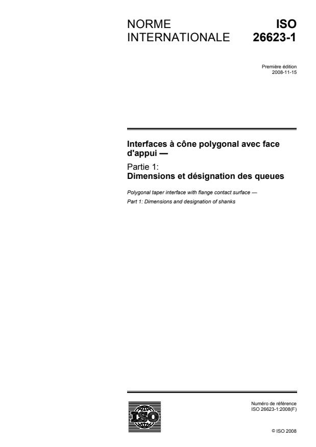 ISO 26623-1:2008 - Interfaces a cône polygonal avec face d'appui