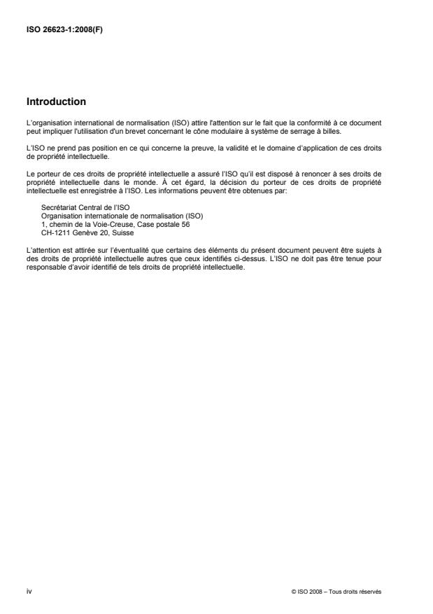 ISO 26623-1:2008 ISO 26623-1:2008 - Interfaces a cône polygonal avec face d'appui - Page 4 preview