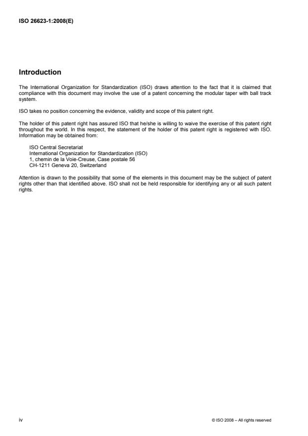 ISO 26623-1:2008 ISO 26623-1:2008 - Polygonal taper interface with flange contact surface - Page 4 preview