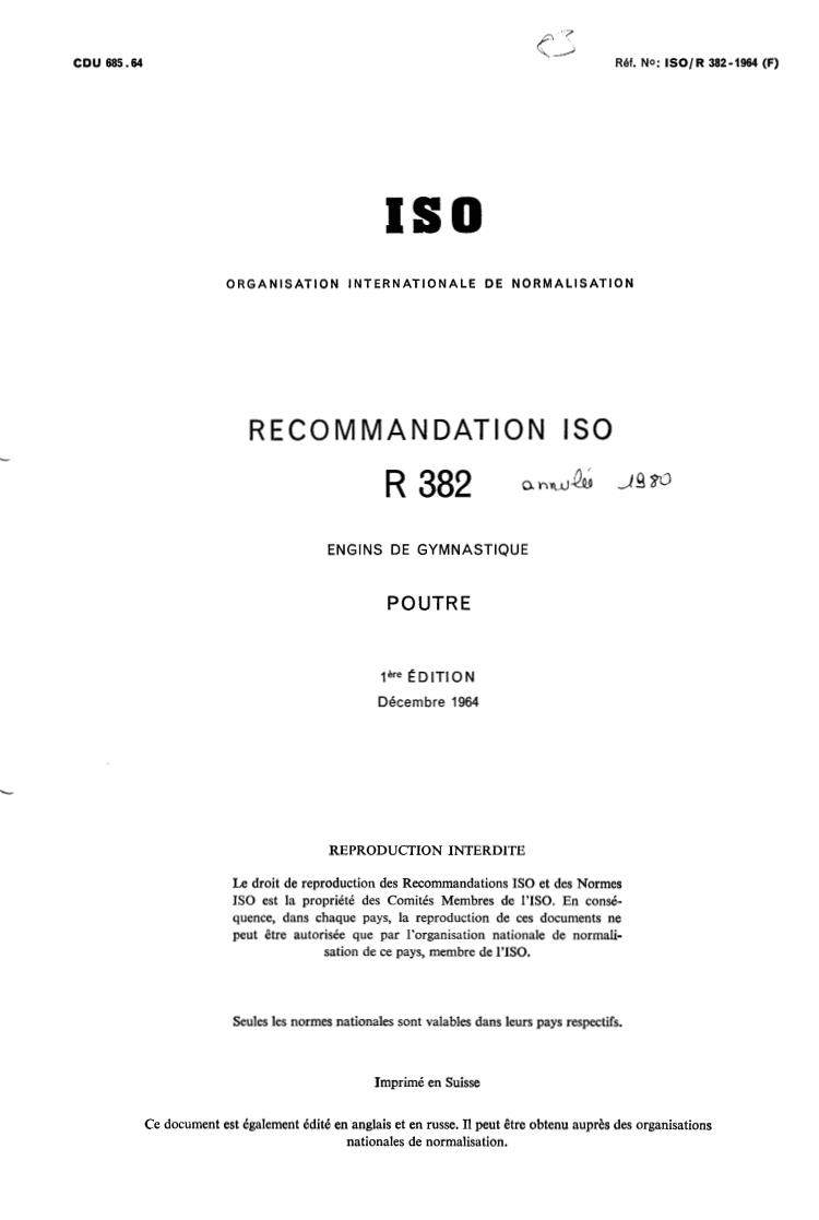 ISO/R 382:1964 - Withdrawal of ISO/R 382-1964
Released:12/1/1964
