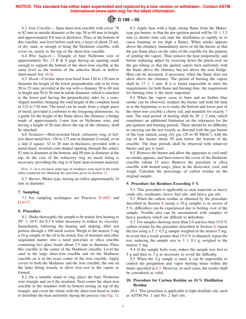 ASTM D189-05 - Standard Test Method for Conradson Carbon Residue of Petroleum Products