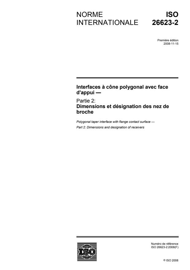 ISO 26623-2:2008 - Interfaces a cône polygonal avec face d'appui
