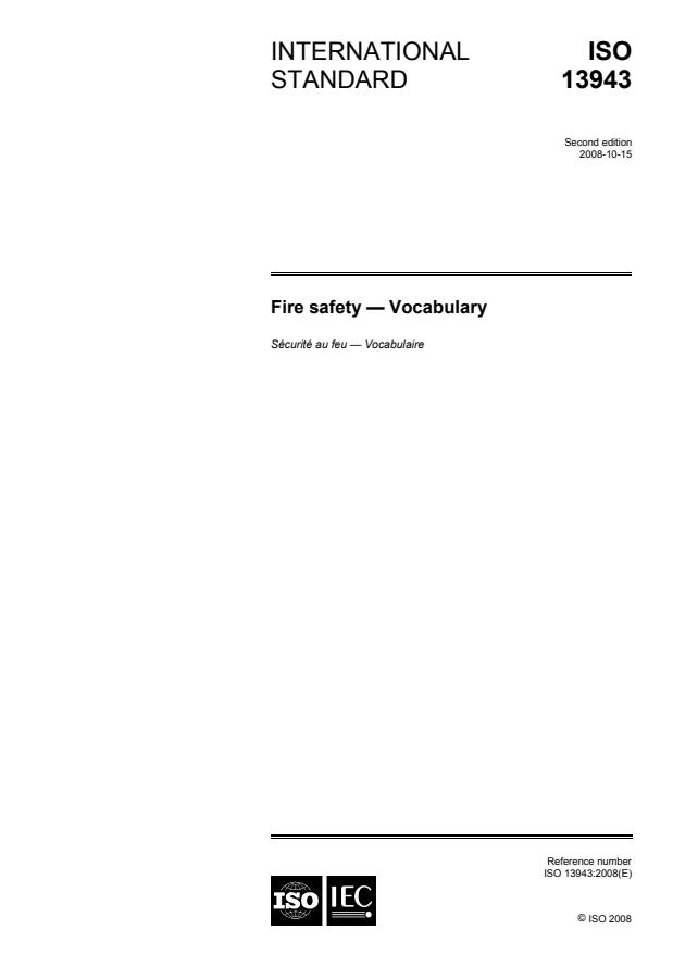 ISO 13943:2008 - Fire safety -- Vocabulary