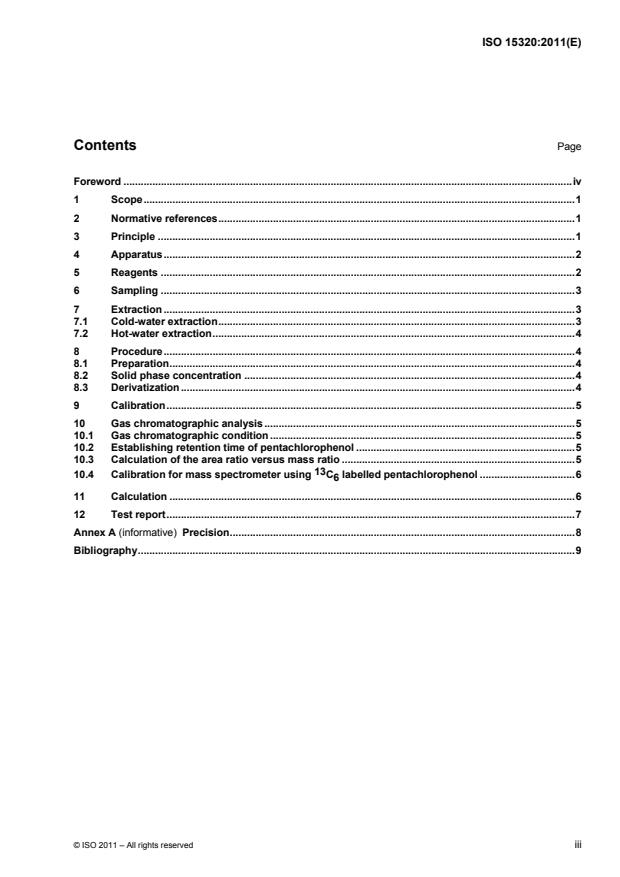 ISO 15320:2011 - Pulp, paper and board -- Determination of pentachlorophenol in an aqueous extract