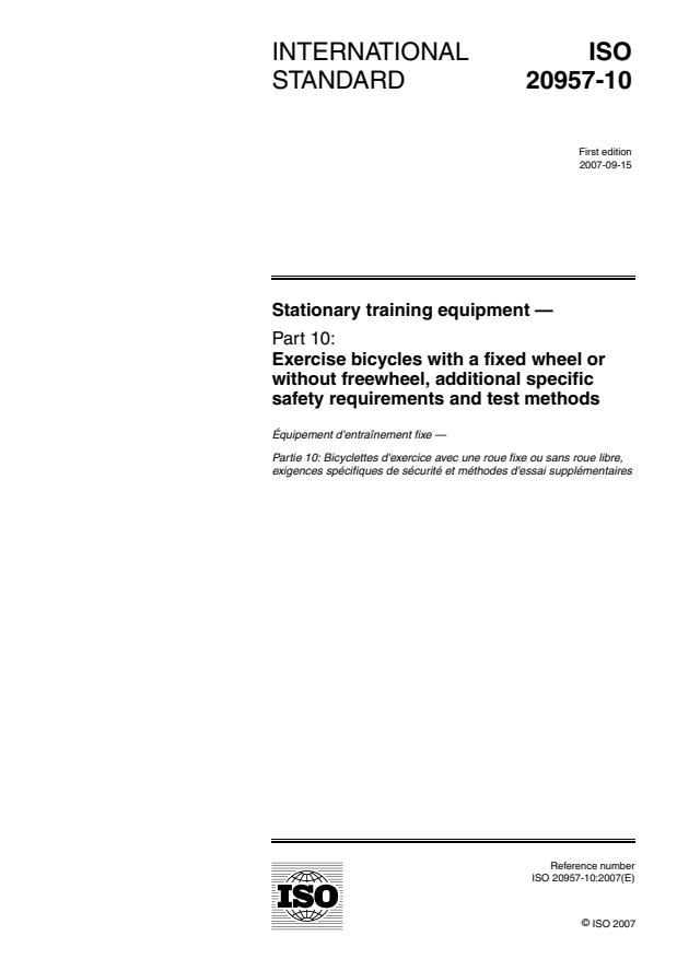 ISO 20957-10:2007 - Stationary training equipment